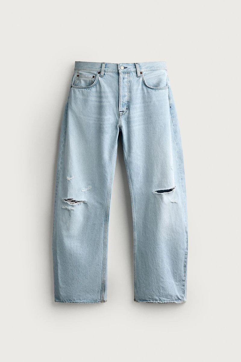 RIPPED BARREL FIT JEANS