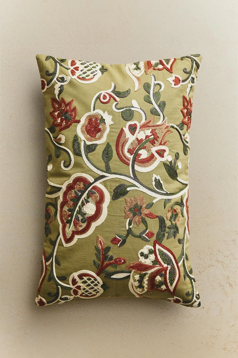 EMBROIDERED THROW PILLOW COVER