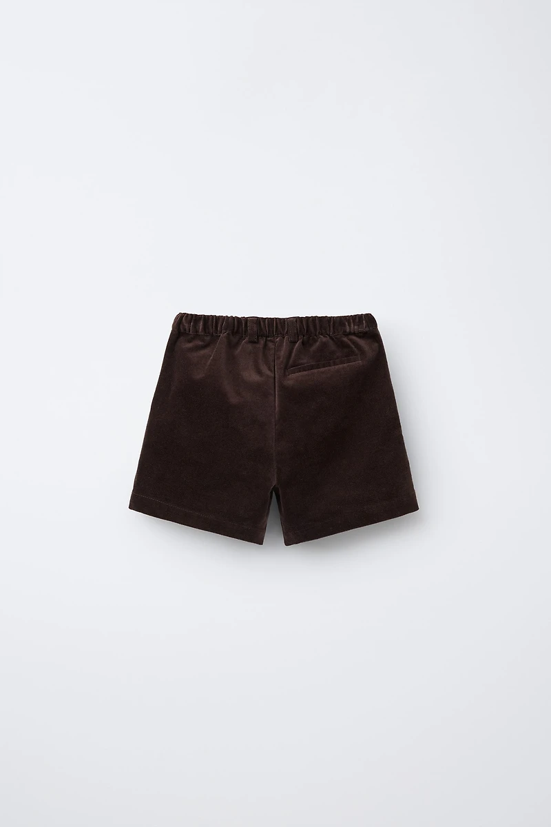 VELVET PLEATED SHORTS