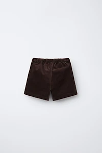 VELVET PLEATED SHORTS