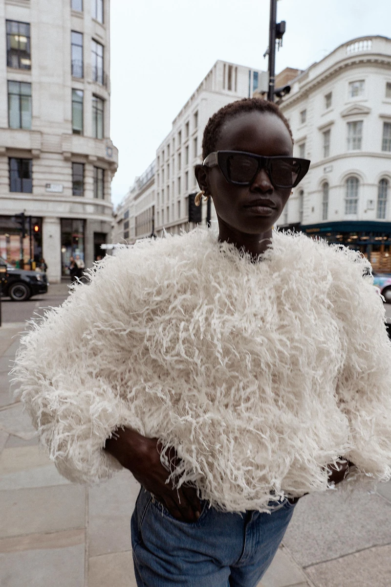 FEATHER FRINGE METALLIC THREAD JACKET