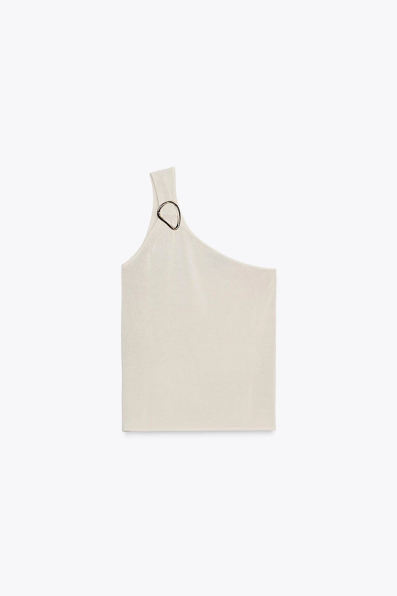 TOP EN MAILLE ASYMÉTRIQUE DÉCOR
