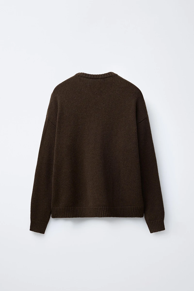 KNIT JUMPER WITH EMBROIDERED REINDEER