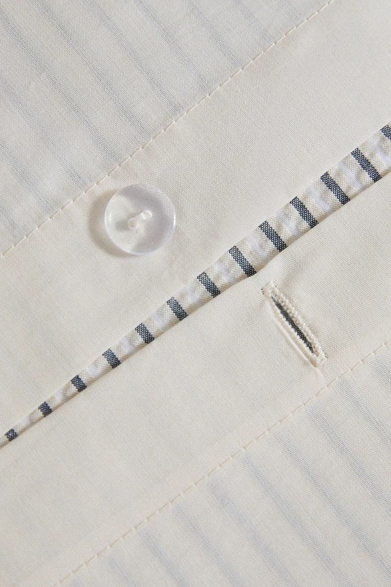 SEERSUCKER STRIPED DUVET COVER WITH PIPING