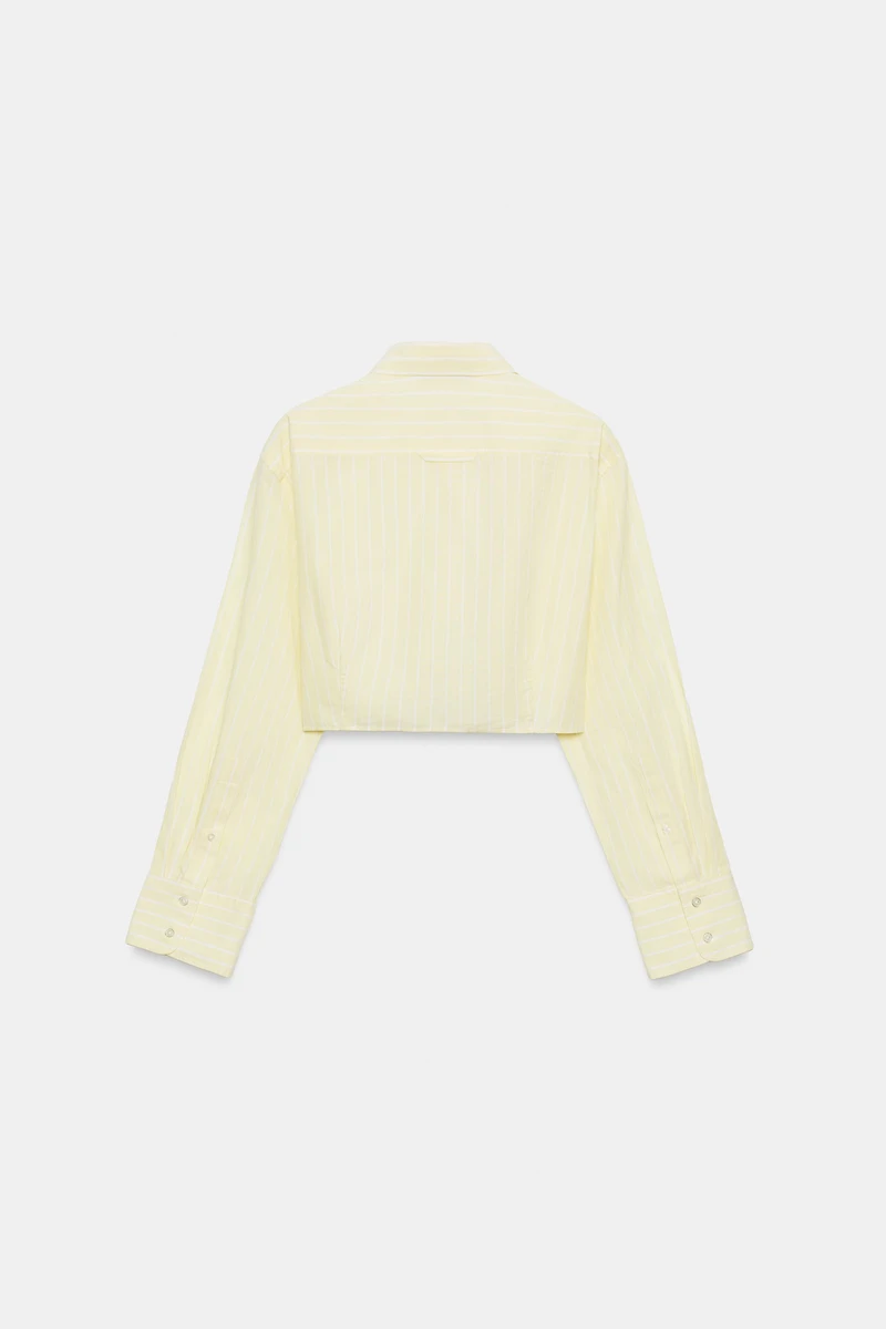 STRIPED POPLIN CROPPED SHIRT