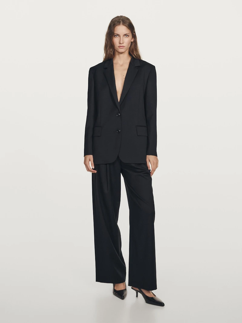 Pantalon plissé 100 % laine extra-fine