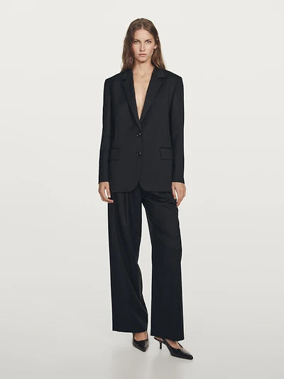 Pantalon plissé 100 % laine extra-fine