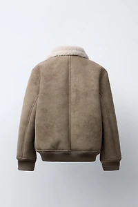 BLOUSON BOMBER DOUBLE FACE EFFET MOUTON