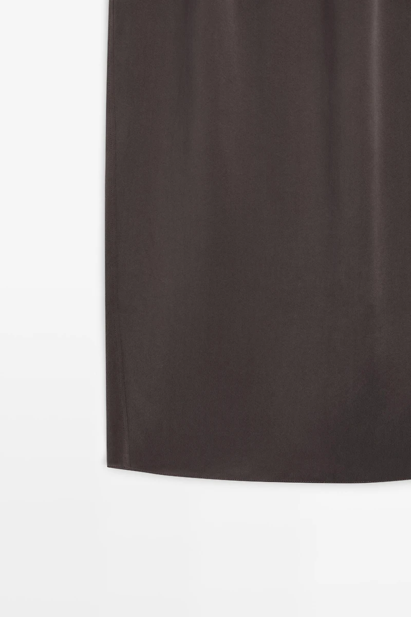 100% silk straight midi skirt