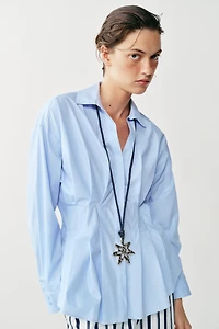 PLEATED POPLIN SHIRT