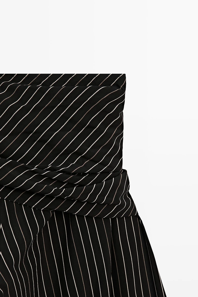 Striped barrel fit pants with scarf detail