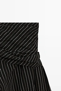 Striped barrel fit pants with scarf detail