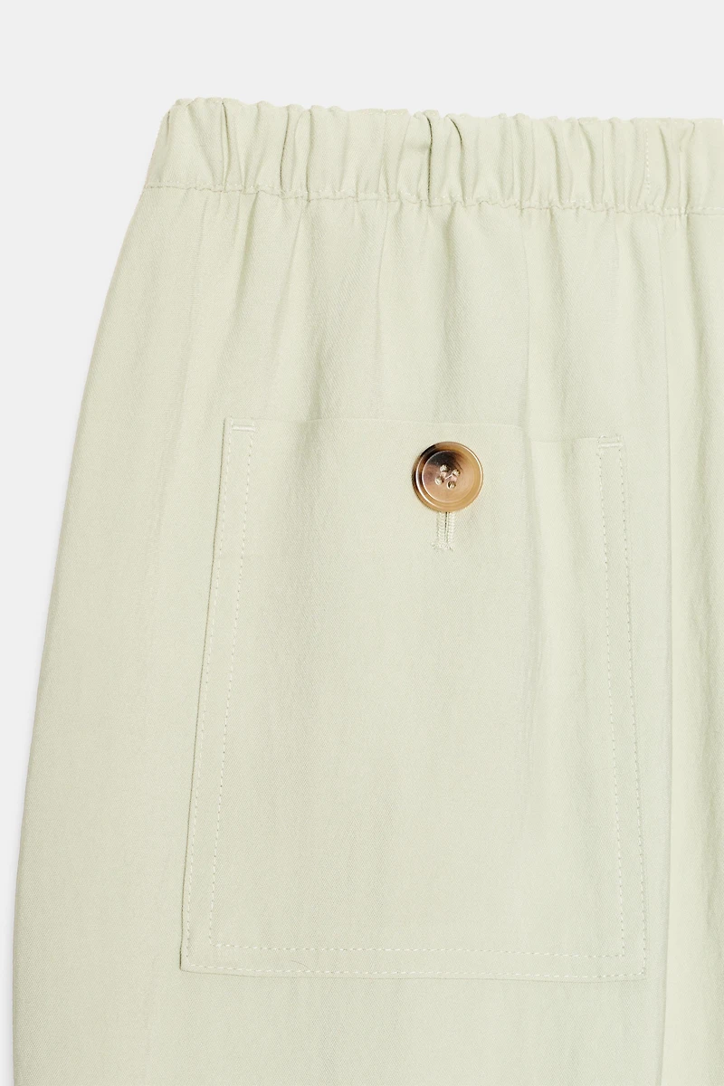 ELASTIC WAIST TAPERED PANTS
