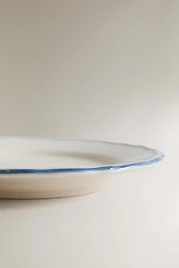 WAVY EARTHENWARE DESSERT PLATE WITH RIM