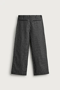 STRIPED COTTON-LINEN DENIM PANTS