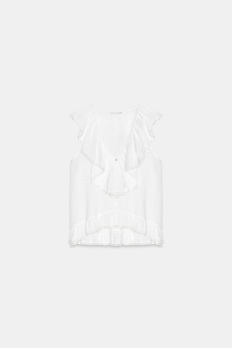 BLOUSE VOLANTS DENTELLE