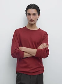 Cotton knit crew neck sweater