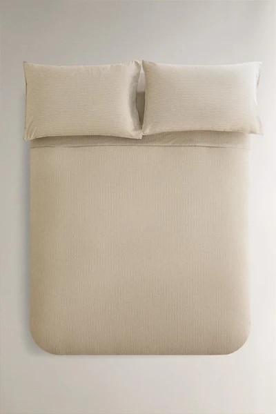 DYED THREAD STRIPED DUVET COVER
