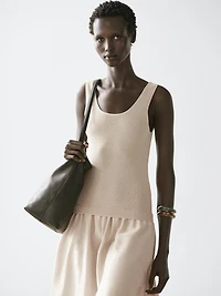 Robe bi-matière à bretelles