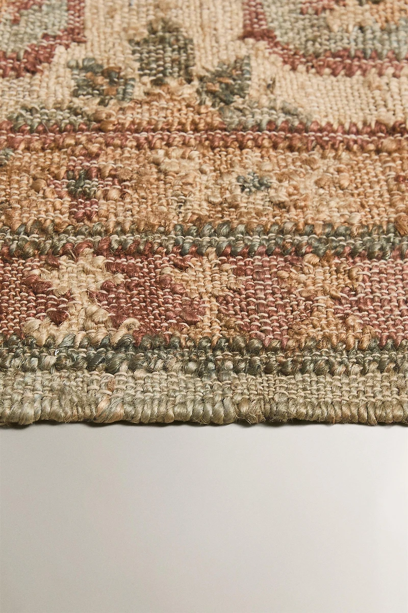 FLORAL PRINT IUTE AREA RUG