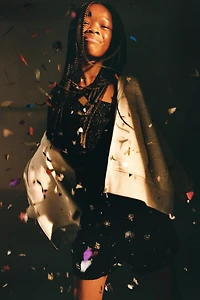 BEADED VELVET SHORTS