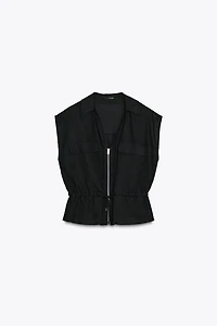 LINEN SAFARI BELTED TOP