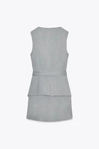 TWO-PIECE EFFECT SHORT CREPE DRESS