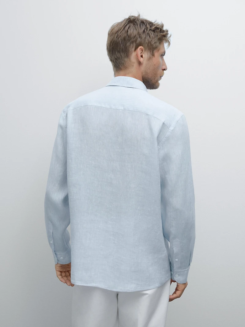 Slim-fit 100% linen shirt