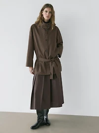 Mid-length trench coat with belt detail