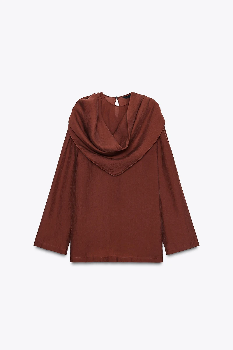 FLOWY BLOUSE WITH MULTI-POSITION SCARF ZW COLLECTION