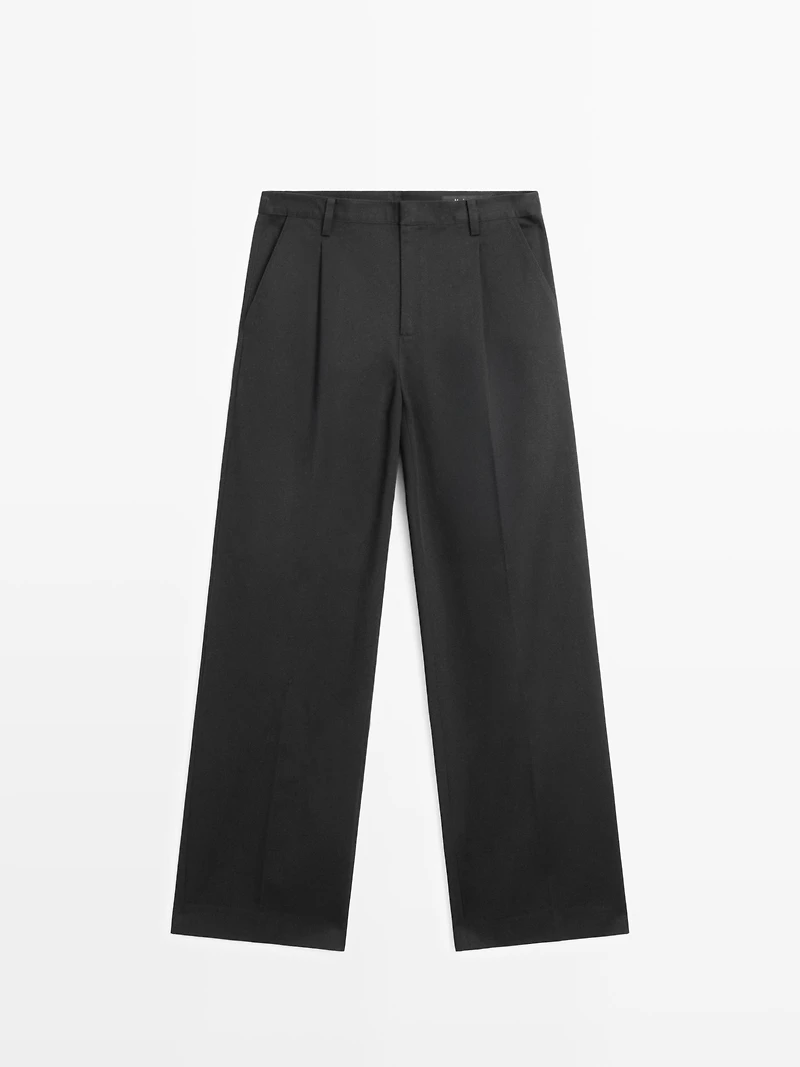 Darted cotton trousers