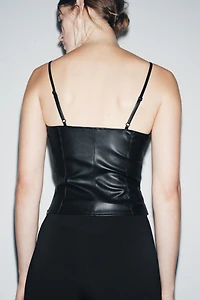 FAUX LEATHER CORSET TOP