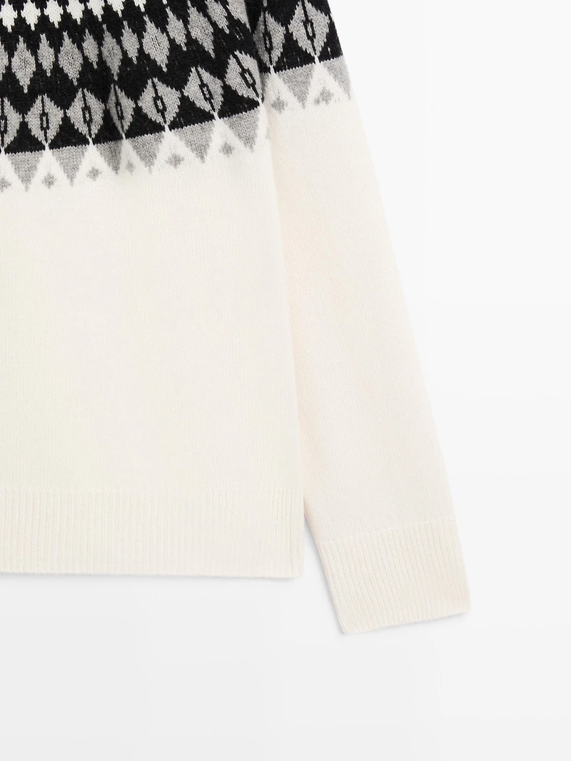 Pull en maille jacquard de laine mélangée