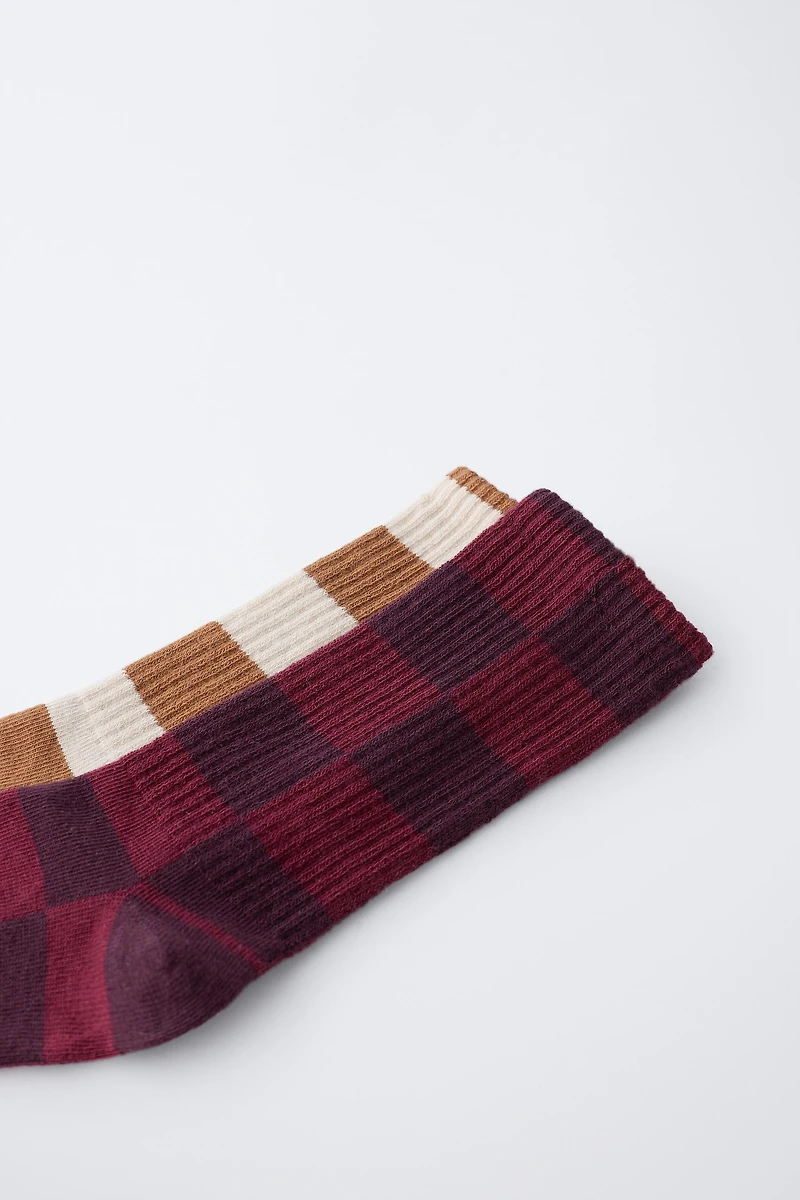 TWO-PACK OF CHECKERBOARD LONG SOCKS