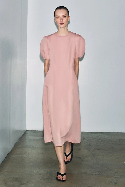 ZW COLLECTION LINEN BLEND MIDI DRESS