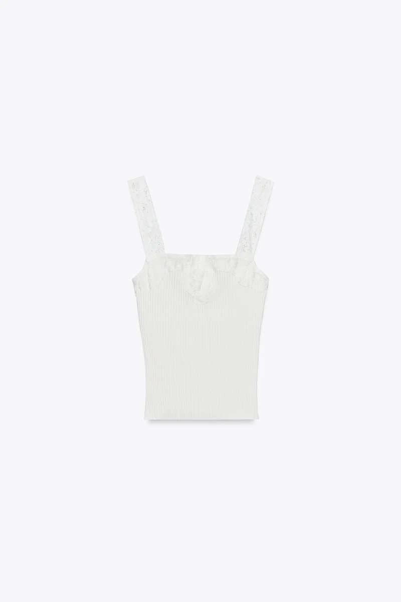 EMBROIDERED RIBBED TOP