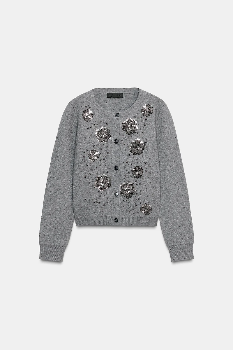 BEADED KNIT CARDIGAN