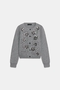 BEADED KNIT CARDIGAN