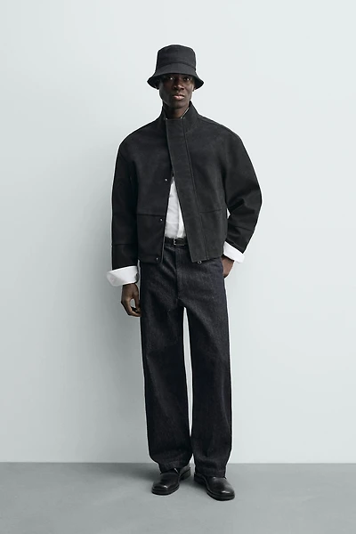 TEXTURED FAUX LEATHER JACKET