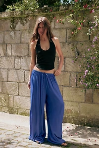 PANTALON FLUIDE PALAZZO À POIS