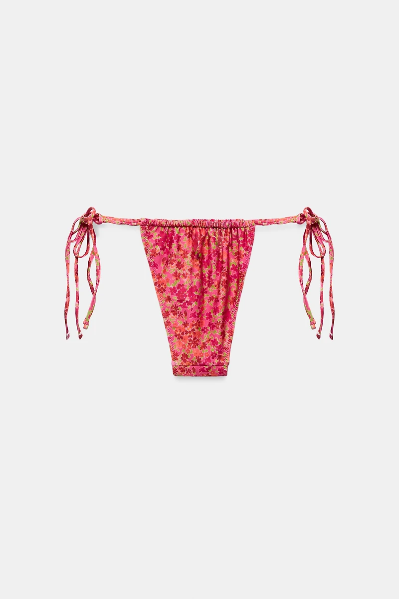 BAS DE BIKINI À IMPRIMÉ FLEURI ET NŒUDS