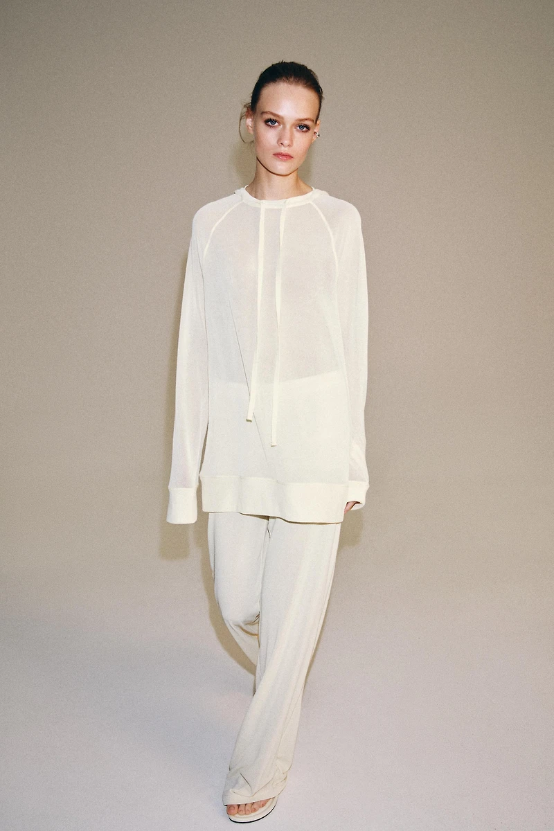 SEMI-SHEER FLOWY PANTS