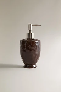 BROWN CERAMIC SOAP DISPENSER