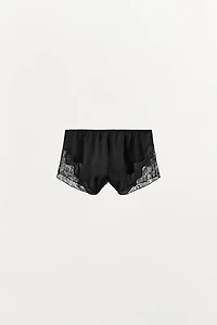 SATIN EFFECT LACE PAJAMA SHORTS