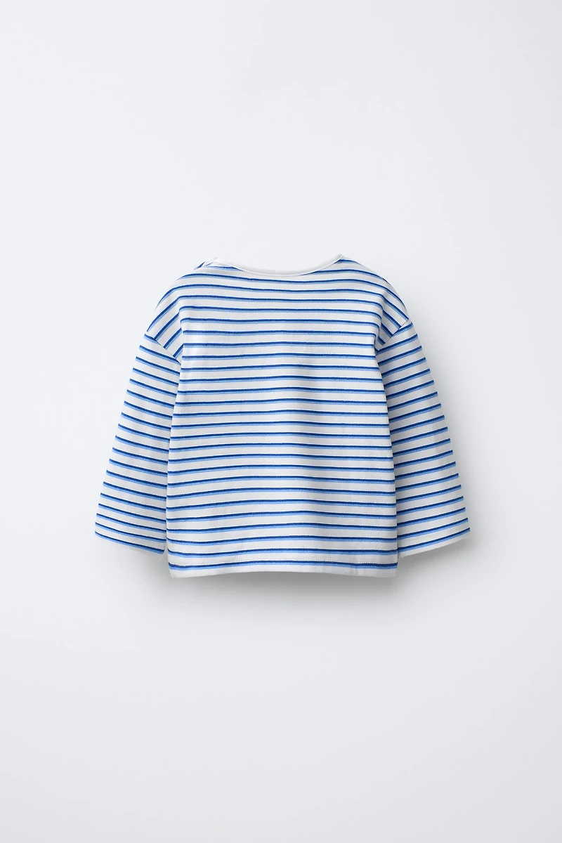 THREE-PACK OF STRIPED T-SHIRTS WITH EMBROIDERED TEXT