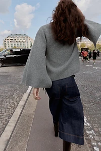 KNIT KIMONO COAT WITH SLIT SLEEVES