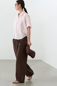 Pantalon wide leg avec lin