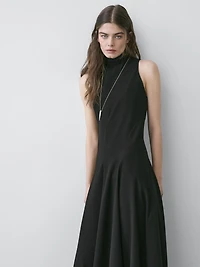 Halter neck midi dress with tie detail