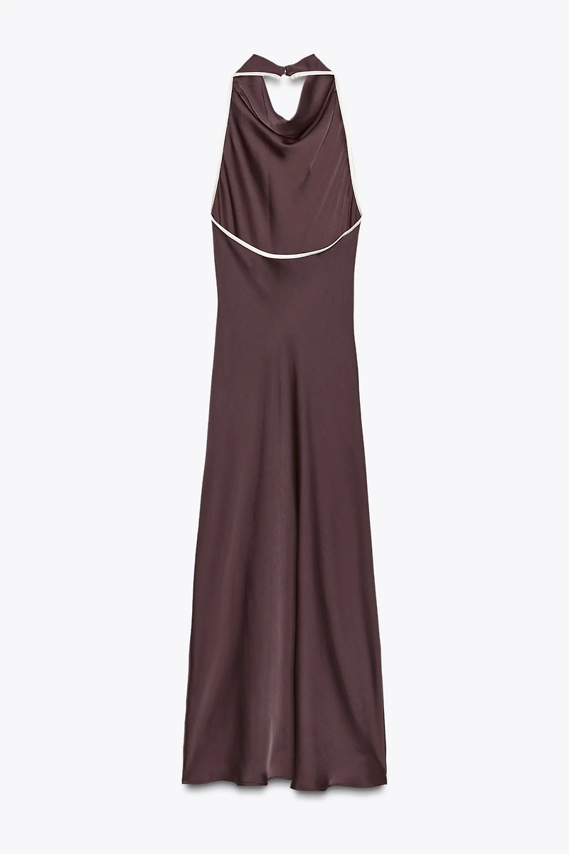 ROBE MIDI SATINÉE LISERÉS CONTRASTANTS