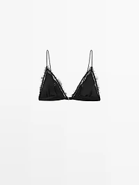 Silk blend top with lace detail